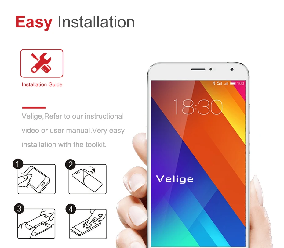Velige 2.5D Tempered Glass for Meizu MX5 MX 5 Screen Protector 0.3mm 9H Hardness Guard Glass Film (2)
