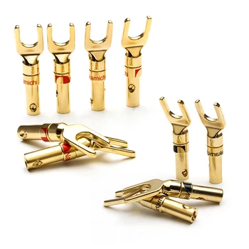 

12PCS Nakamichi Gold Plated Speaker Banana Plug Wire Connector Spade Plug Screw Type Connector for Speaker Amplifier Adapter