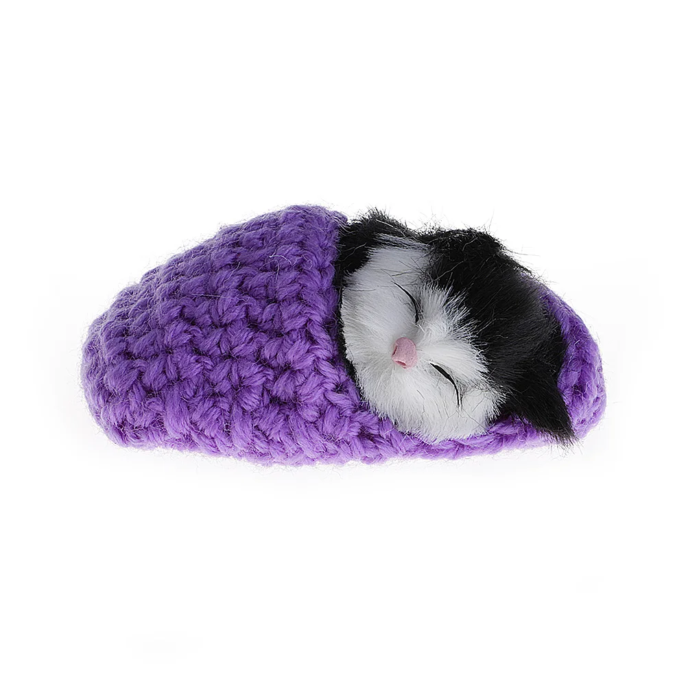 Cute Sleeping Cats Simulation Sounding Shoe Kittens Wool Knitting Toys For Kids (Random delivery )