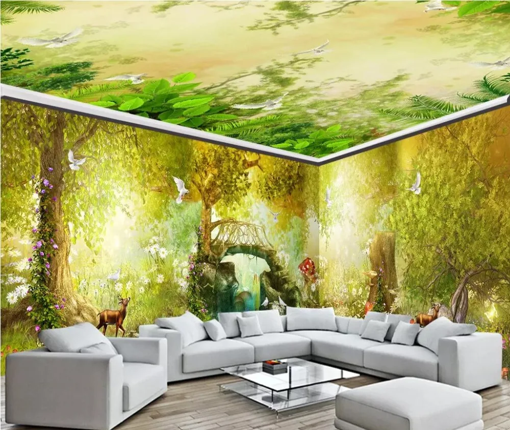 Us 8 25 45 Off Beibehang Custom 3d Wallpaper Fantasy Fairytale Forest Bridge Water Full House Background Wall Painting Wall Papers Home Decor In