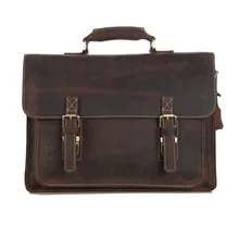 J.M.D Excellent Genuine Leather Men’s Classic Dark Brown England Style Business Briefcases Laptop Handbag Shoulder Bag 7205R