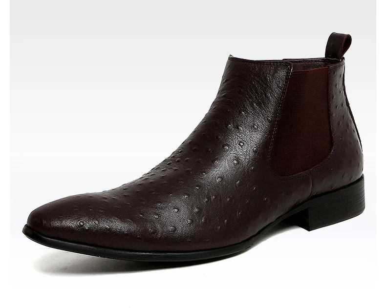 HEINRICH/деловые мужские ботинки; Модные ботильоны с острым носком; мужские ботинки «Челси»; зимняя кожаная обувь с высоким берцем; Botte Moto