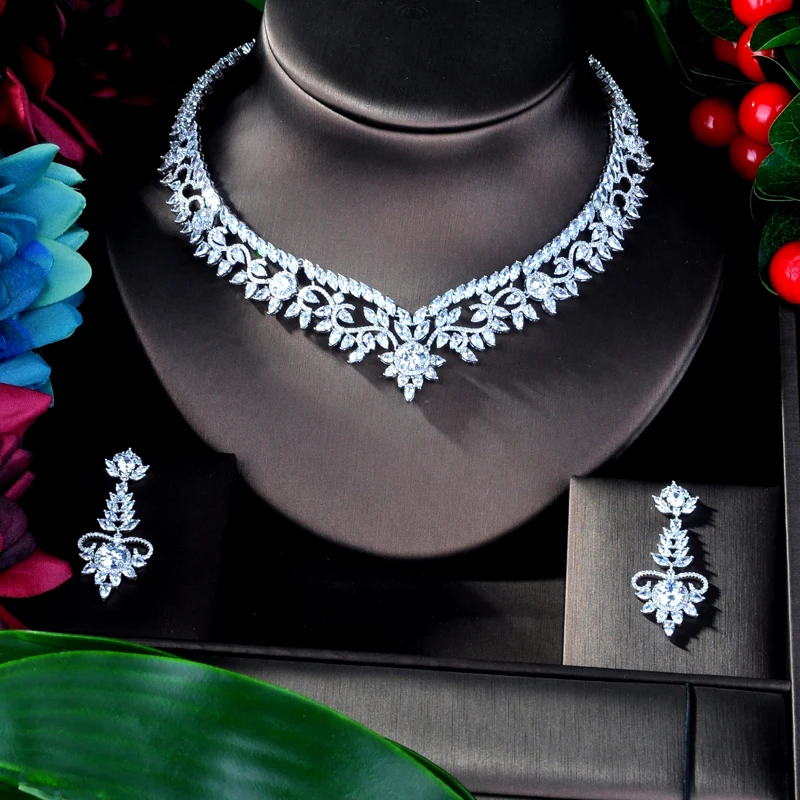 HIBRIDE Elegant Flower Design AAA Cubic Zircon Women Bridal Jewelry Sets For Party Accessories Jewelry Gifts N-941 - Image 2