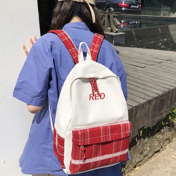 

Maison Fabre Women's Fashion Backpack Patchwork Plaid Bag Canvas Casual Bag Shoulder Bag School Backpacks For Teenage Girl #720