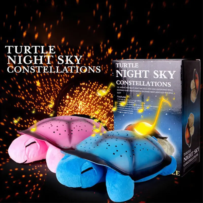 Светодиодный ночной Светильник черепаха, проектор со звездами, на батарейках, музыкальный светильник черепаха, лампа для детской игрушки, Рождественское украшение для дома