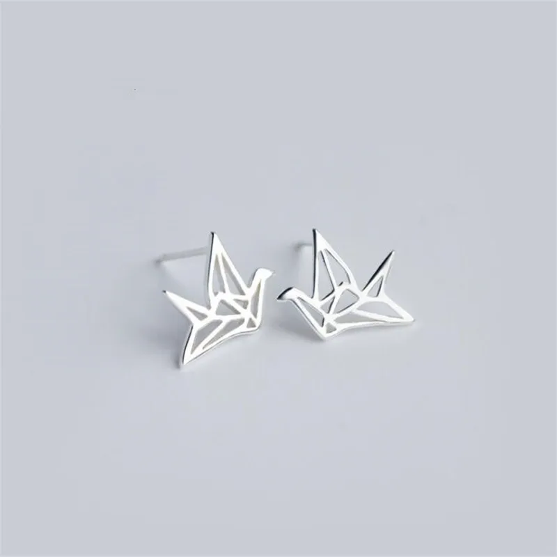 

Creative Simple Popular Cute Animal 925 Sterling Silver Fashion Jewelry Sweet Crane Bird Literary Stud Earrings E53