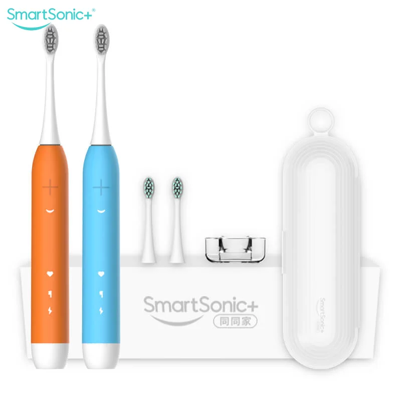

Auto Sonic Electric Toothbrush,Wireless Inducing Charge,3 Smart Modes,Blue&Orange package for Lovers, Wall Holder,Travel Box