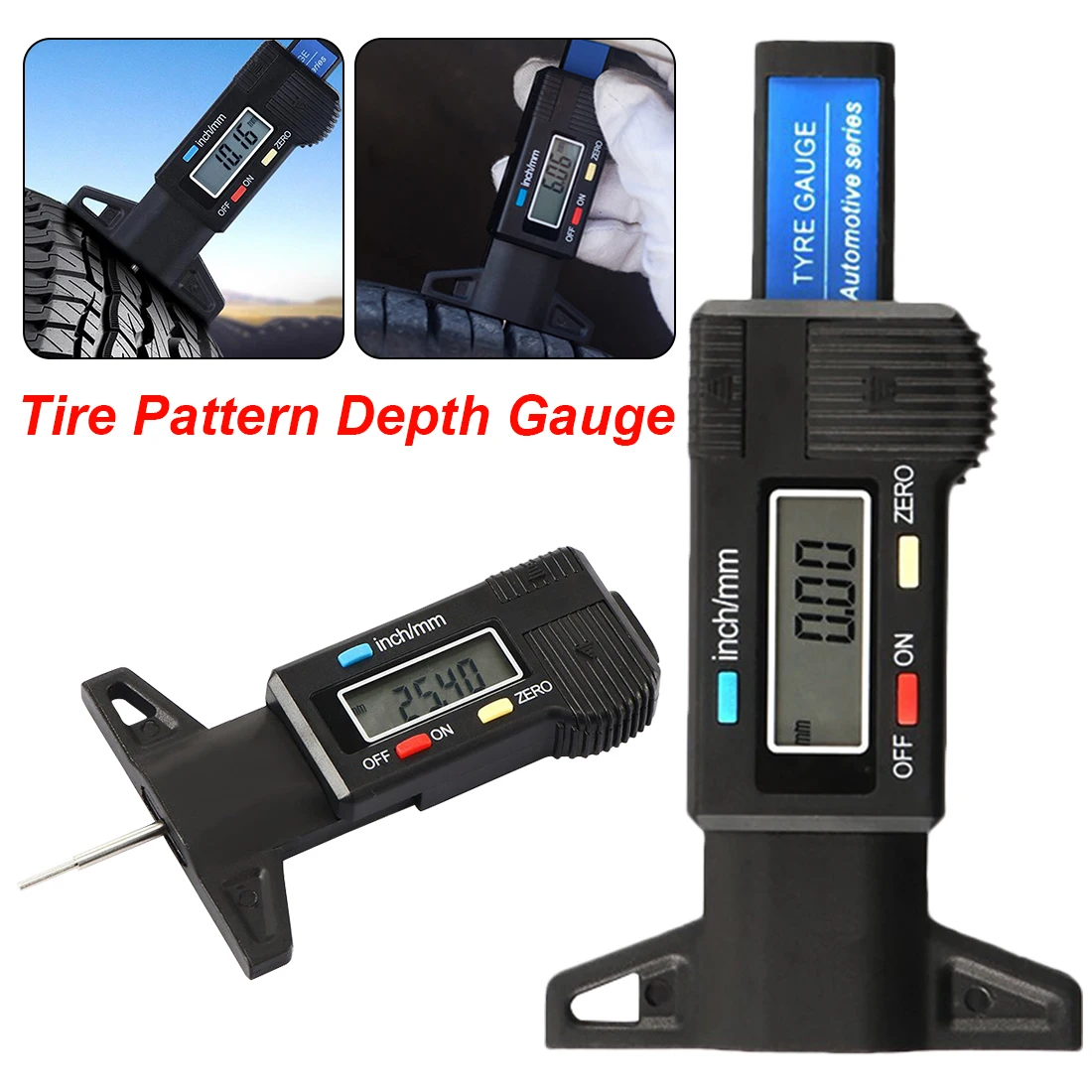 

Auto Car Digital Tire Tread Depth Gauge 0-25.4mm Measurer Tool Caliper