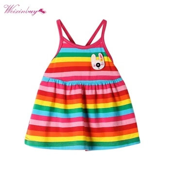 

Newborn Baby Girls Striped Dress Kid Sleeveless Beach Sundress 0-18 Months HOT
