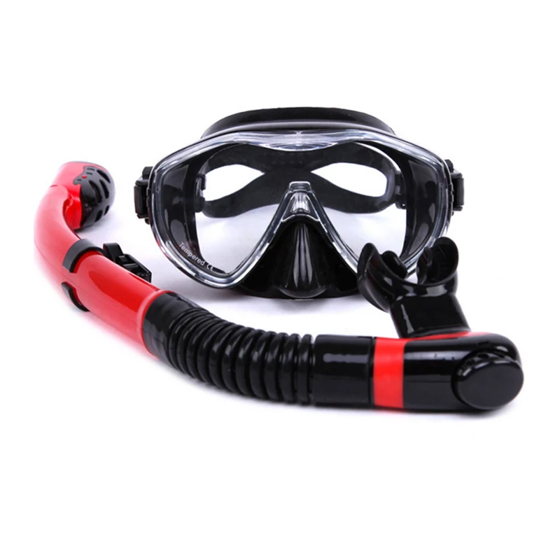 

Tempered glass mirror snorkeling three-piece snorkel set diving mask snorkel diving equipment men and women multicolor