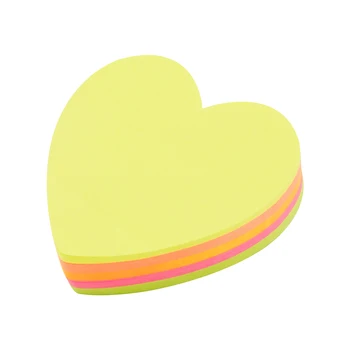 

4A Shapes Sticky Notes Kawaii Heart Shape 3 x 3 Inches Fluorescent Collection Stationery Memo Stickers Self-Stick Notes 4A 5036