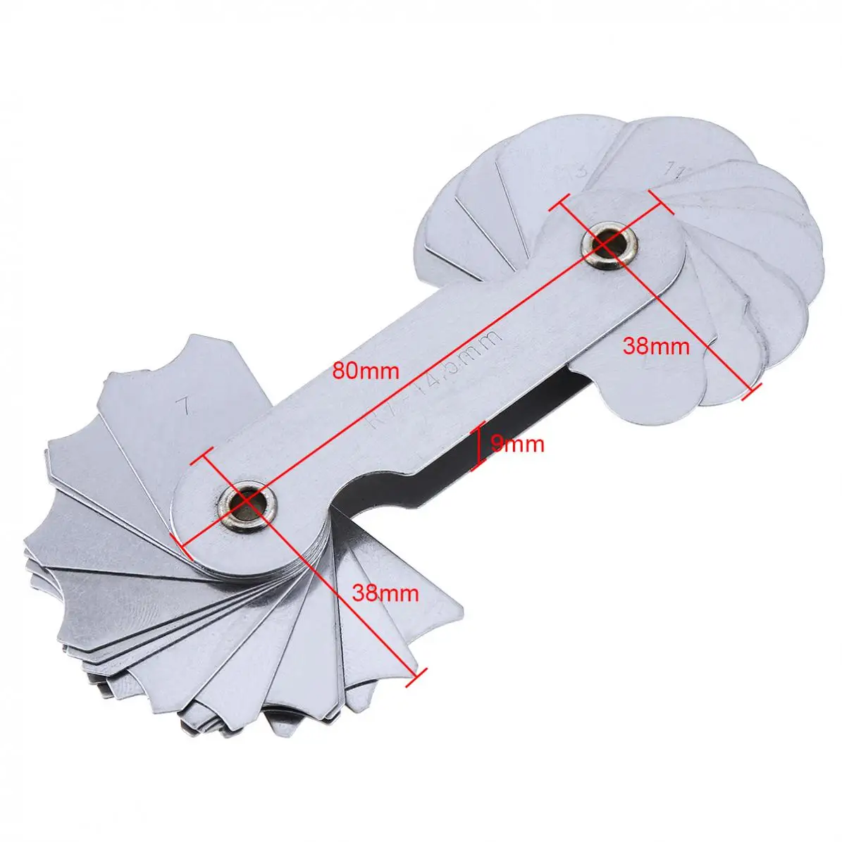 32 шт./компл. R7-14.5 A7C09 из нержавеющей стали радиус Калибр образец R Калибр с 7-14,5 лезвиями диапазон для промышленного измерения
