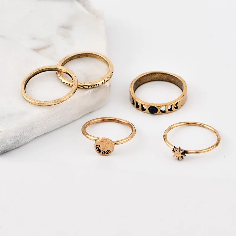 Горячие золотые Бохо кольца на фаланг пальца набор для женщин старинные очаровательные кольца женские летние ювелирные изделия партии
