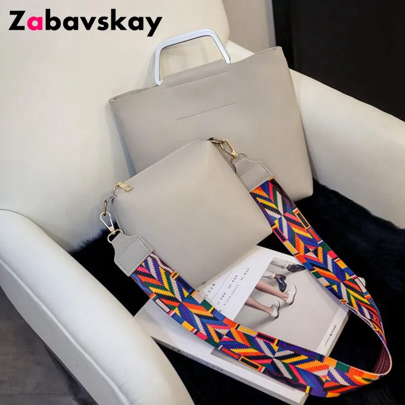 

Ladies Brand Bag 2 Pieces/Set Women PU Leather Travel Handbag Tote Women Casual Bags Clutch Shoulde Messenger Purse DJZ576