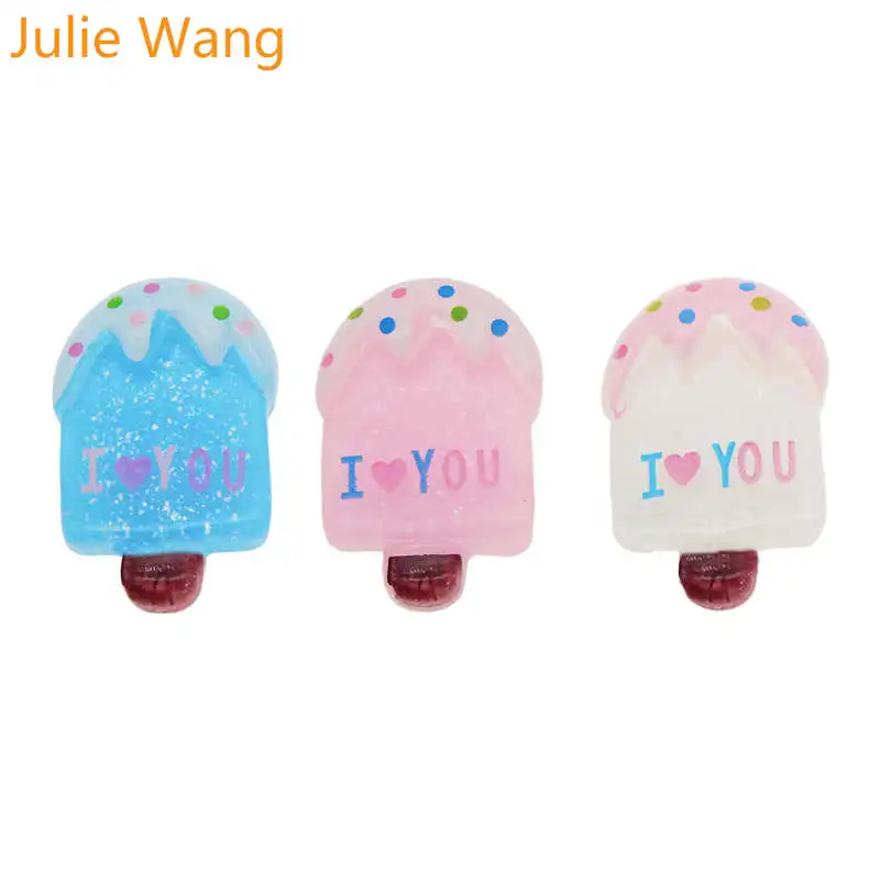 

Julie Wang 12pcs Resin Popsicle Ice Cream Food Slime Charms Flatback Cabochon Pendant Jewelry Making Accessory Phone Case Decor