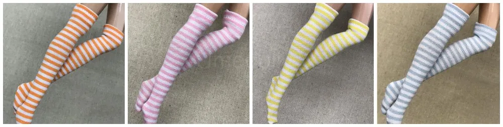 1 пара милых носков в полоску, подходящих для Licca, Azone, Momoko, OB, Barbies 1/6, кукольные носки, аксессуары для одежды