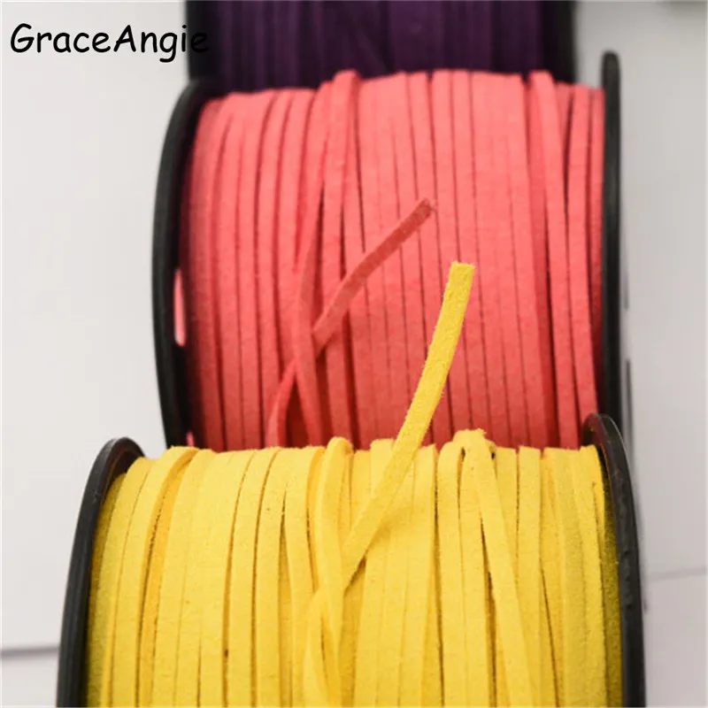 5Meter/Roll 2.6x1.5mm Flat Faux Suede Korean Velvet Leather Cord String Rope Lace Thread DIY Bracelet Necklace Jewelry Findings