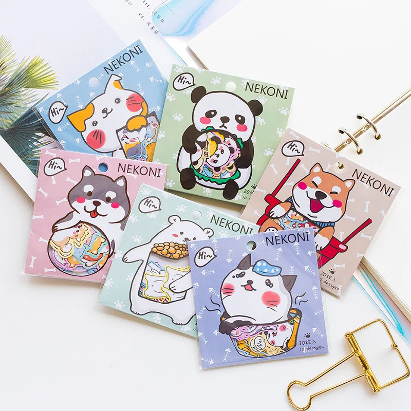 

1 Pack Kawaii Shiba Cat Bear Panda Stickers Adhesive DIY Sticker Stick Label Notebook Album Decor Trunk Stickers