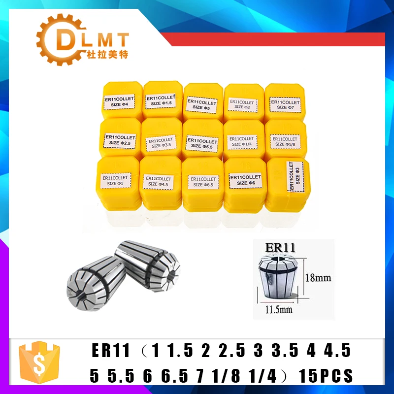 1pc ER11 1-8MM 1/4 MM 6.35MM 1/8MM 3.17MM 0.008Spring Collet High Precision Collet Set For CNC Engraving Machine Lathe Mill Tool grinding spindle