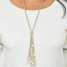 2" 13 мм белый жемчуг барокко ручной работы хаки кожа цепи