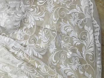 

latest african net lace fabric with sequins,Z-han7715 good quality Tulle French Lace fabric with Wedding Dress