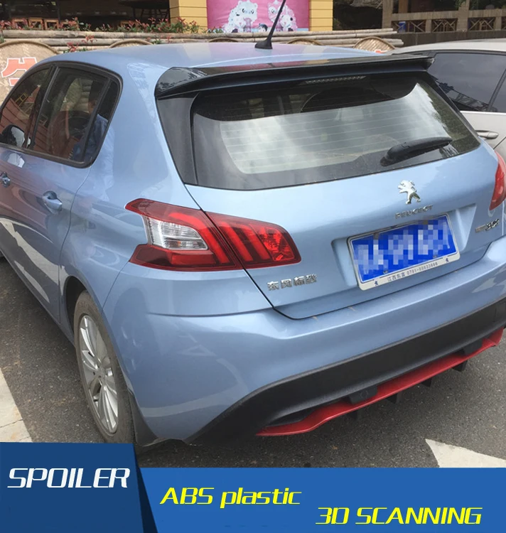 

For Peugeot 308S Spoiler High Quality ABS Material Car Rear Wing Primer Color Rear Spoiler For Peugeot 308S Spoiler 2014-2015