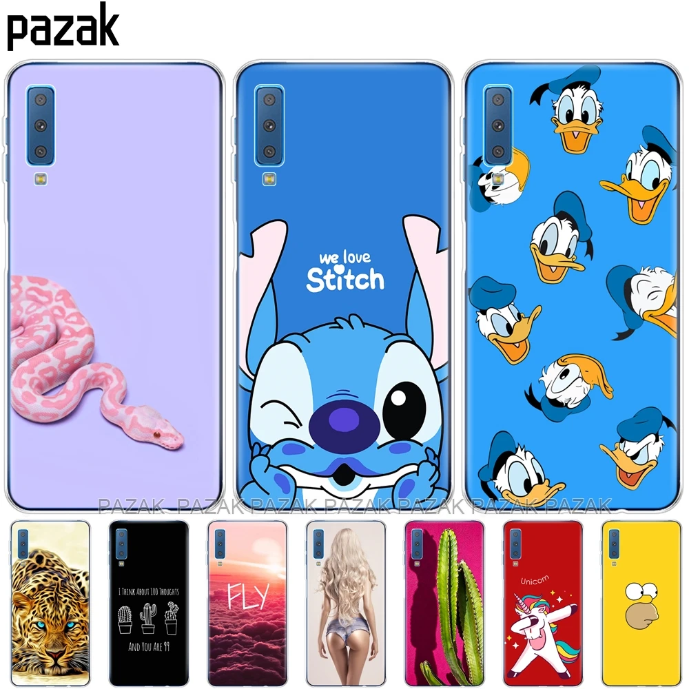 

soft silicone Cases For Samsung Galaxy A7 2018 Phone Cover Colorful Back Case Cover For Samsung A7 2018 A750 A750F 6.0 Inch