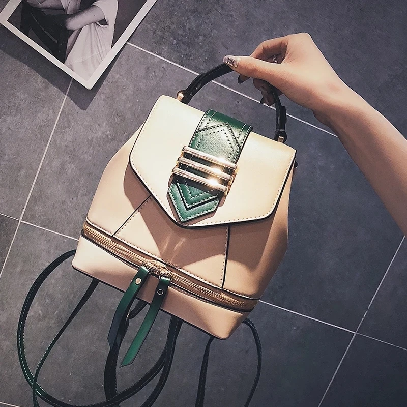 

JUILE New female backpack wild hit color womens bag high quality pu leather backpack ladies large capacity women's shoulder bag
