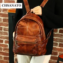 CHSANATO Female Genuine Leather Backpacks Women School Bag Multifunctional Cow Leather Back pack on Shoulder Bags