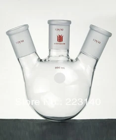 

Flask, Three neck, Angled, Capacity:500ml, Center joint:45/50, Side Joint:29/42 F434529