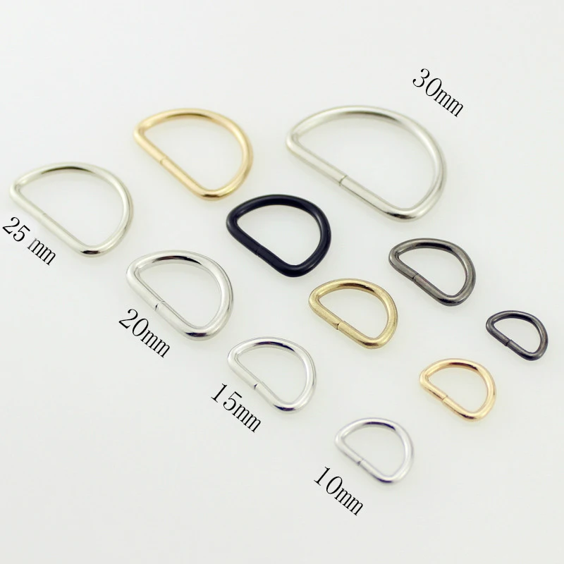 

10-30mm 10pcs D Ring Silver Buckle DIY Backpack Accessory Metal Crafts Strap Pet Collar Semicircle Button Webbing needlework