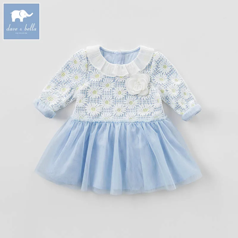 DBZ7586 dave bella/весеннее модное платье для маленьких девочек; праздничное платье с цветочным рисунком для дня рождения; детская одежда для малышей