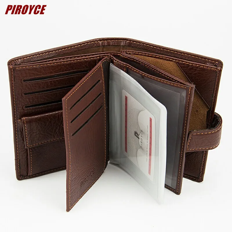 2 In 1 Luxury Brand Piroyce Mens Genuine Leather Business Wallet Clutch
