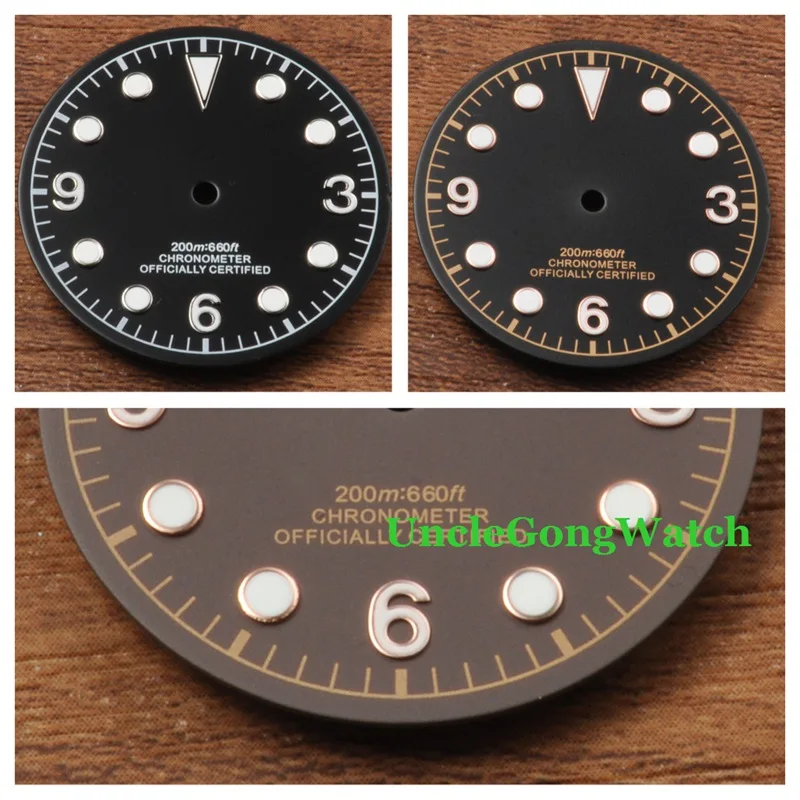 

Watch Parts, 30.4mm Black / Coffee Sterile Watch Dial Rose Gold Marks for Unitas ETA 2824 2836 Automatic Movement CD2010