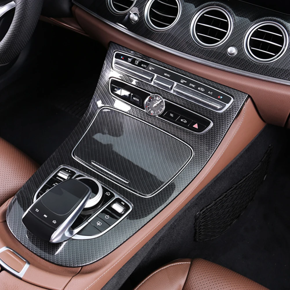 Car Center Control Gear Shift Panel Decorative Trim Carbon Fiber For Mercedes Benz E-Class W213 E200 E300 Auto Car Accessories Car Center Control Gear Shift Panel Decorative Trim Carbon Fiber For Mercedes Benz E-Class W213 E200 E300 Auto Car Accessories