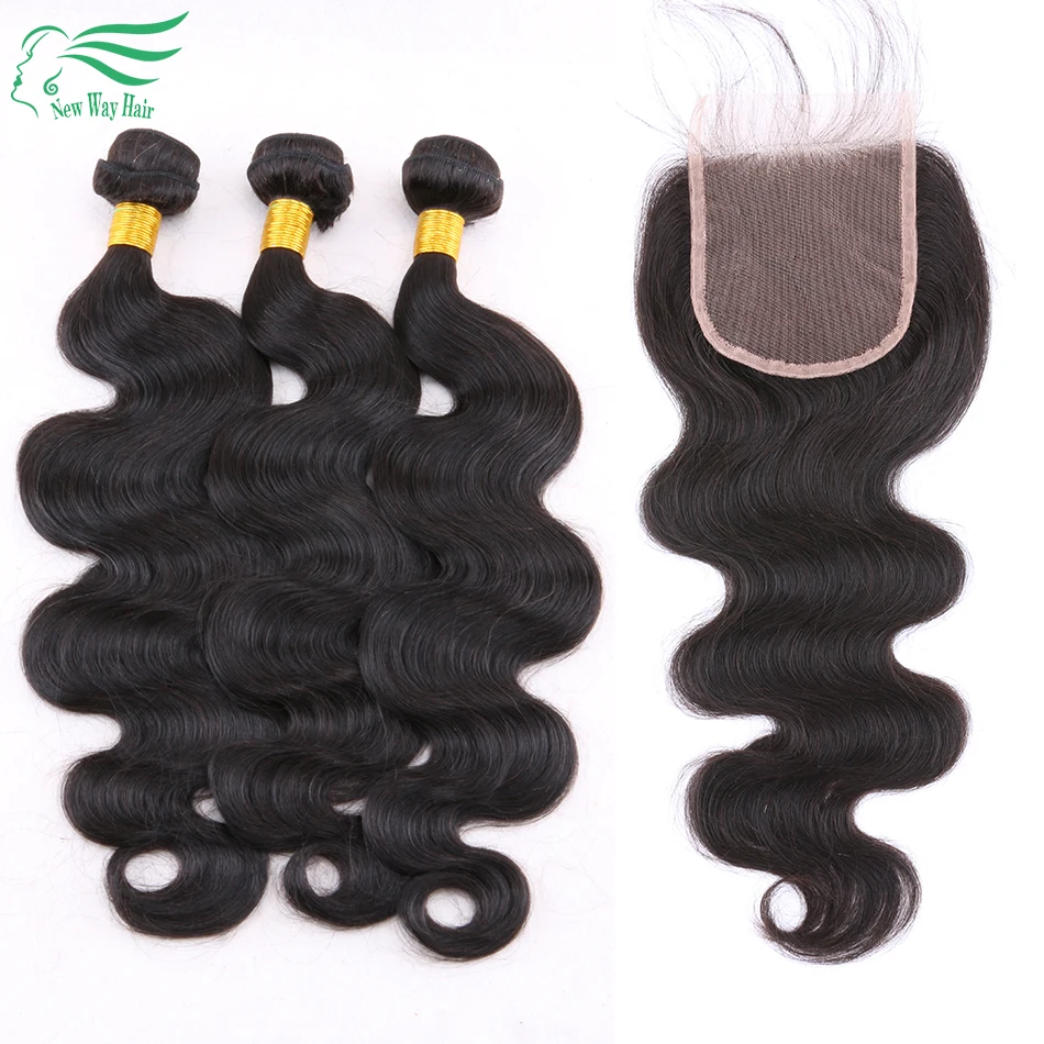 7A Grade Body Wave Peruvian Virgin Hair With Closure 100% Hman Hair Bundles With Closure 4X4 Lace Closure With Body Wave Bundles