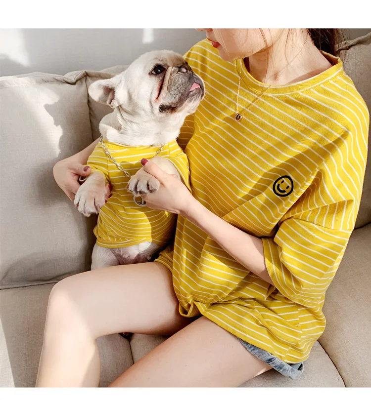 Pet комплекты одежды для небольших собак Французский бульдог в полоску рубашка для животных, собак Костюмы для домашних животных Ropa Perro Щенка Мопса наряд