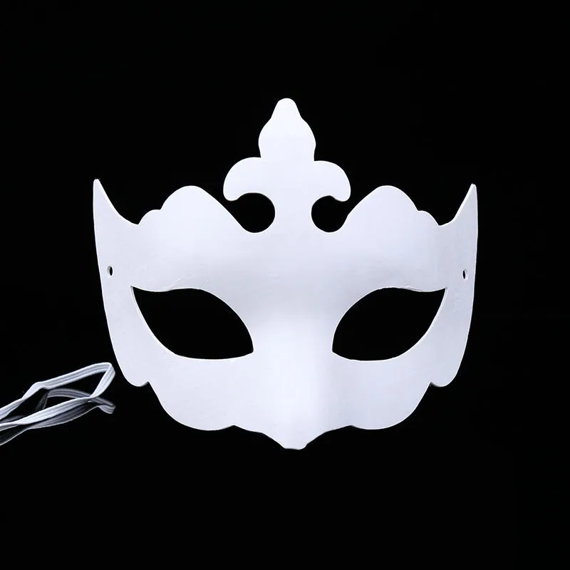 Женская и мужская Неокрашенная заготовка маски DIY белая маска взрослые маски для вечеринки-маскарада карнавальные вечерние принадлежности Хэллоуин костюм шнур - Цвет: crown 1