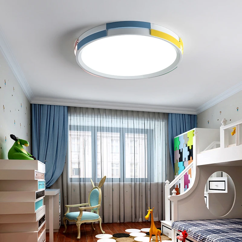 

DX Modern Led Ceiling Light Round Lighting Fixture Kids Room Lights Lamp Remote Control Dimmable Luster Macaron Pulley Luminaire