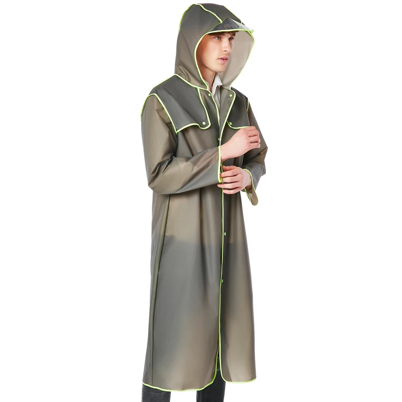 20.2018 Cheap to carry Fashion soft transparent Adult Plastic Thick Rainwear Unisex Woman men Waterproof Long Raincoats 
