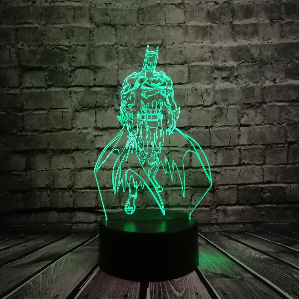 Marvel Cartoon Action Figure 3D RGB Lamp Batman LED Night Light Cool Table Decorative Boy Gift Visual illusion Table Child Kid