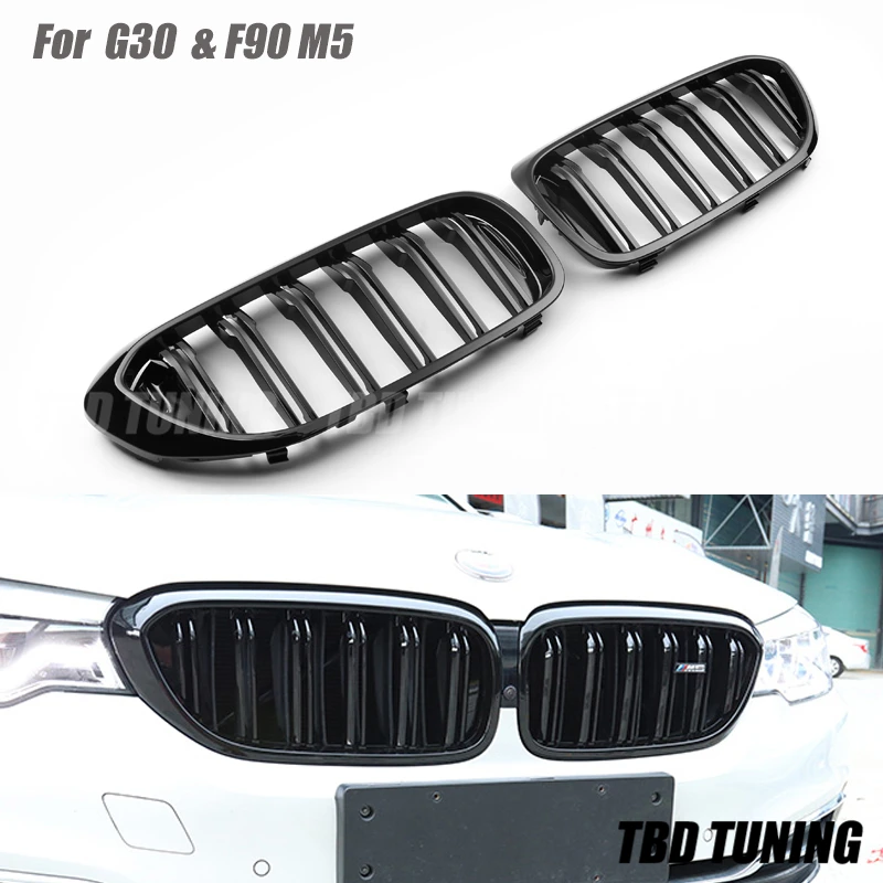 

For 2018 2019 BMW 5 Series Sedan G30 F90 M5 Dual Slats Grille M Color Front Grille Glossy Black &Three Color G30 Front Grille