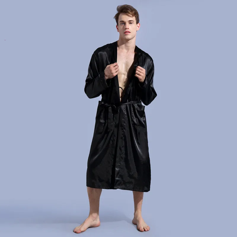 

Soft Men's Pajamas Pajama Sleepwear Robe Robes Nightgown Robes Long Sleeve Plus Beige Blue Stripe N30D