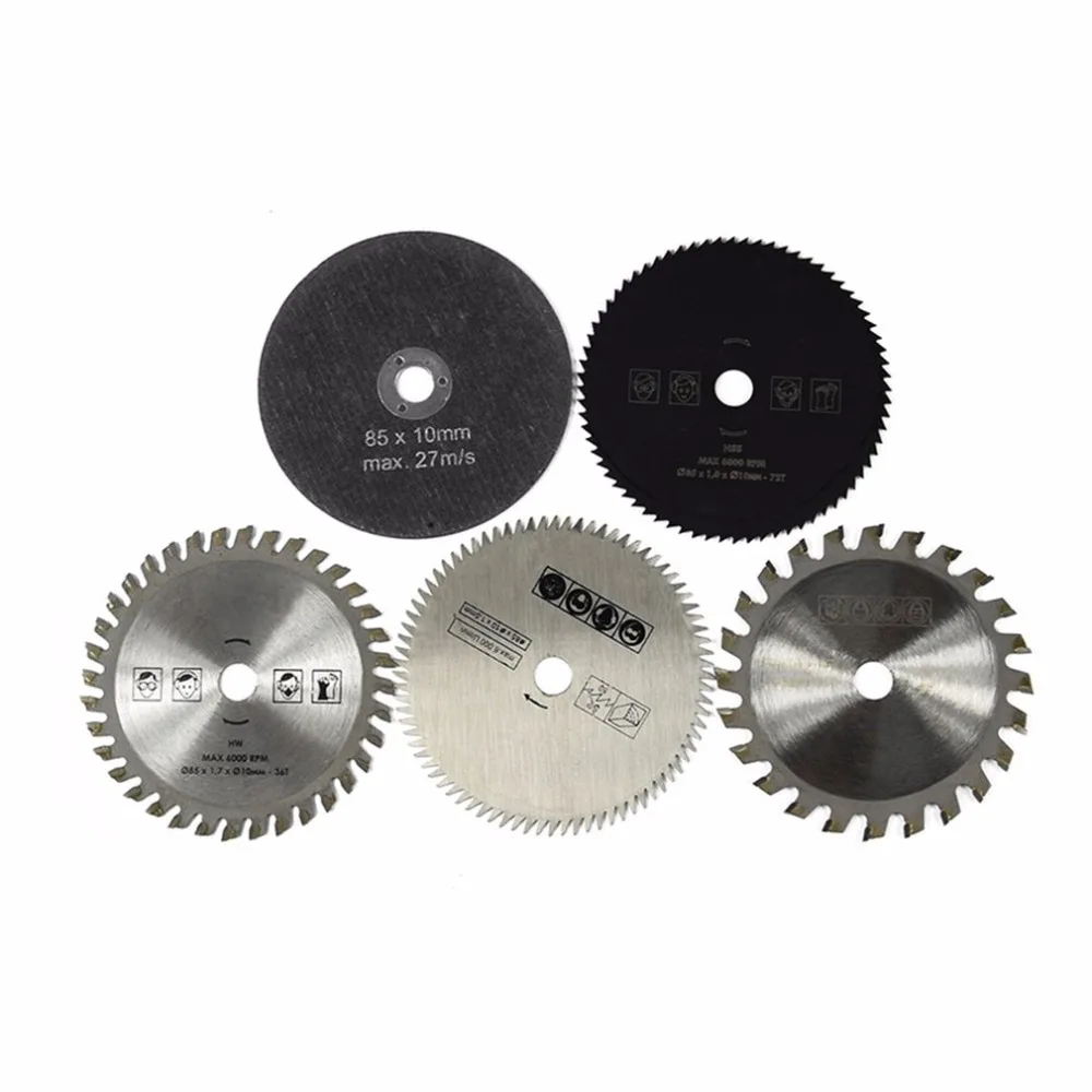 

5PCS HSS TCT Circular Saw Blade set 85x10MM Wood Cutting Discs for Dremel Metal Cutter Rotary Tool Cutting Discs set