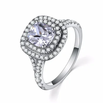 

Light Pink Color 2Ct Cushion Cut Synthetic Diamonds Wedding Ring Solid 925 Sterling Silver Ring White Gold Color