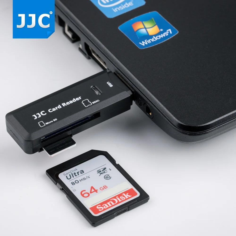 JJC Camera Memory Card Reader Adapter 5Gbps USB 3.0 SD/Micro SD/TF/SDHC/SDXC Readers for Win98