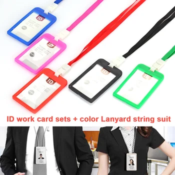 

ID Card Holder Plastic Business Badge Holders Labels Driver License Office Portable Lanyard Stationery Identification Badges