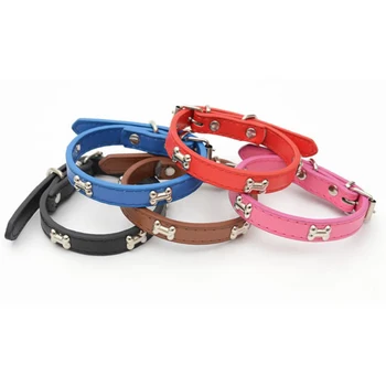 

Pet Dog Collars 1.5-2.5cm Bone Collar Leather Pet Dog Cat PU Collar 5 Colors Small Medium Dog Pet Supplies Pet Accessories S-L