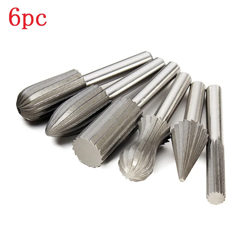 6pcs Metal Drilling Bits Set 6mm Shank Tungsten Steel Rotary File