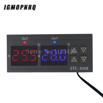 

Dual Digital Temperature Controller Two Relay Output Thermostat Thermoregulator 10A Heating Cooling STC-3008 12V 24V 220V